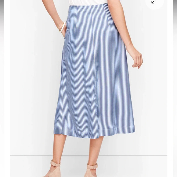 Talbots Stripe Button Front Pleated Skirt Blue White Size 14 NWT New! - Picture 11 of 11